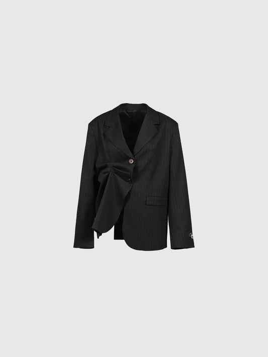 Bonnie Pleated Blazer Pinstripe