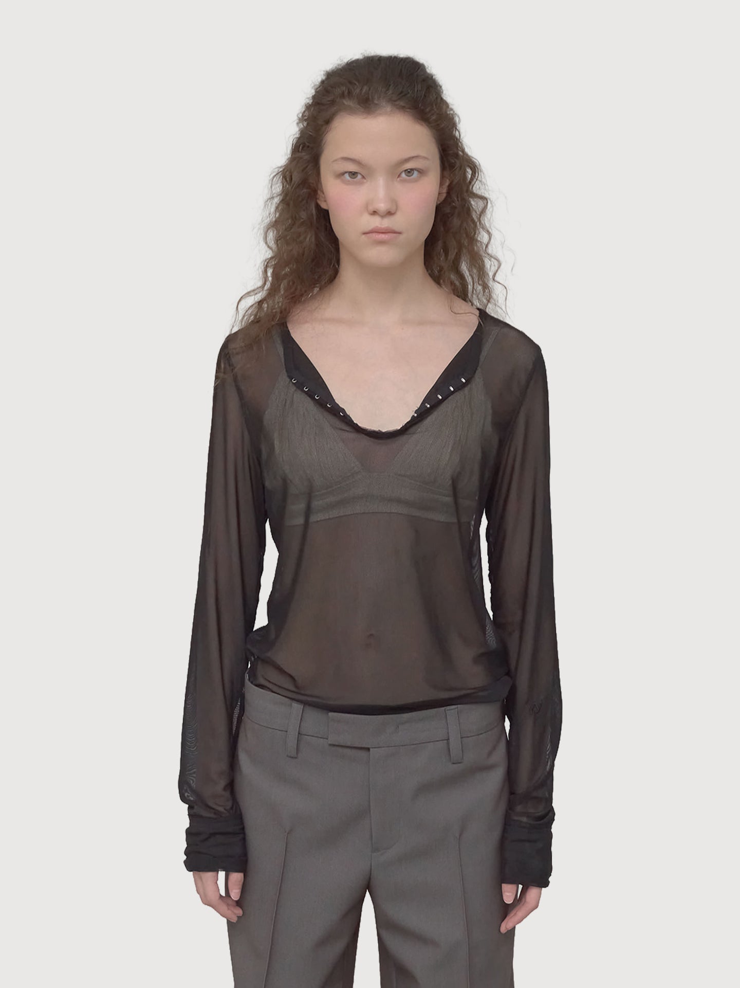 Mesh Hook Henley Long Sleeve