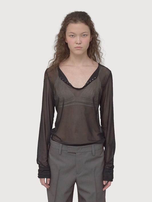 Mesh Hook Henley Long Sleeve