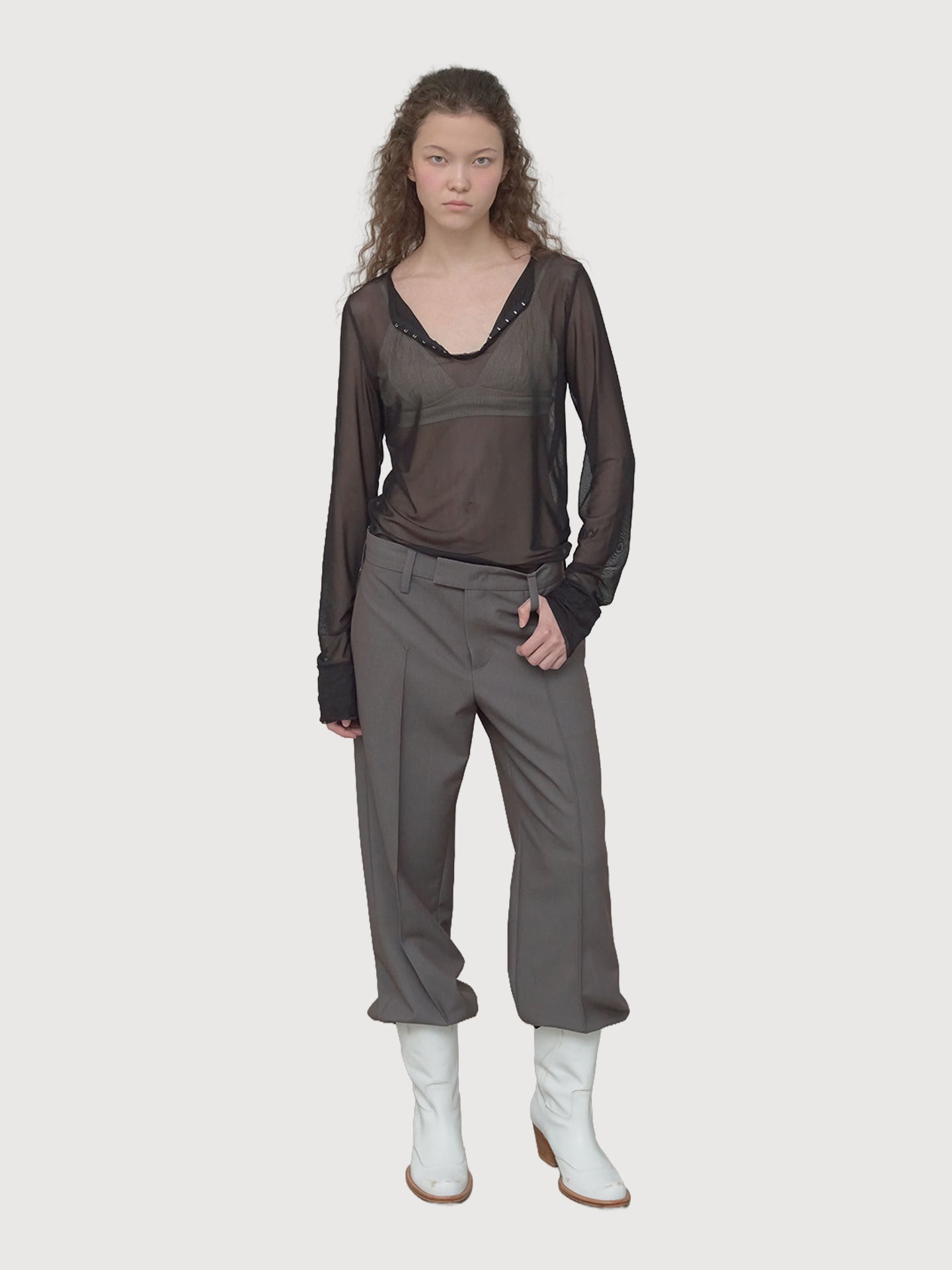 Mesh Hook Henley Long Sleeve