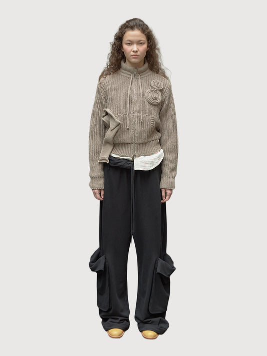 Rolled Waist Sweat Cargo Pants