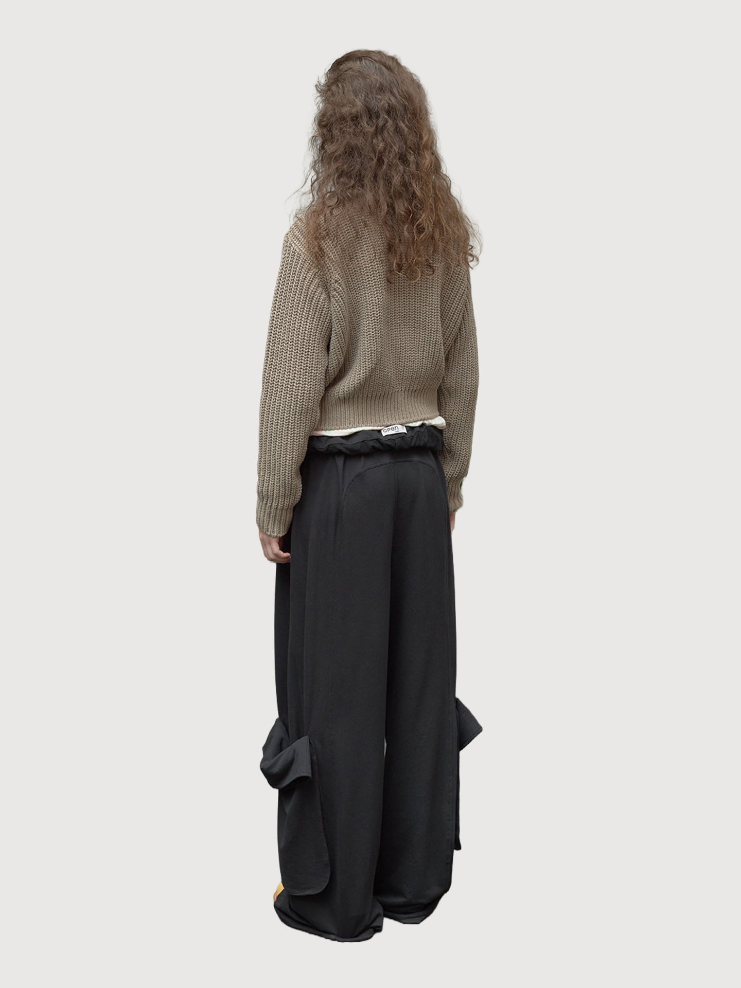 Rolled Waist Sweat Cargo Pants