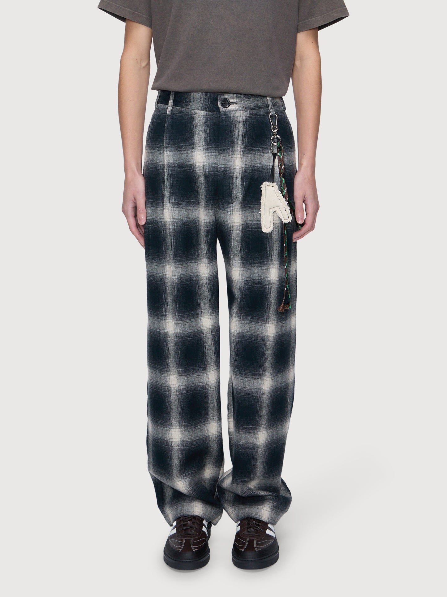Loose Pleated Pant, Tartan Check