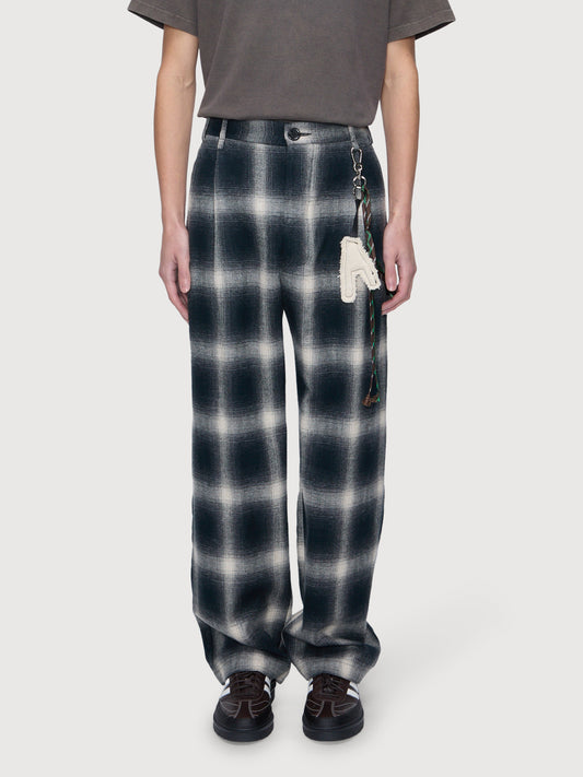 Loose Pleated Pant, Tartan Check