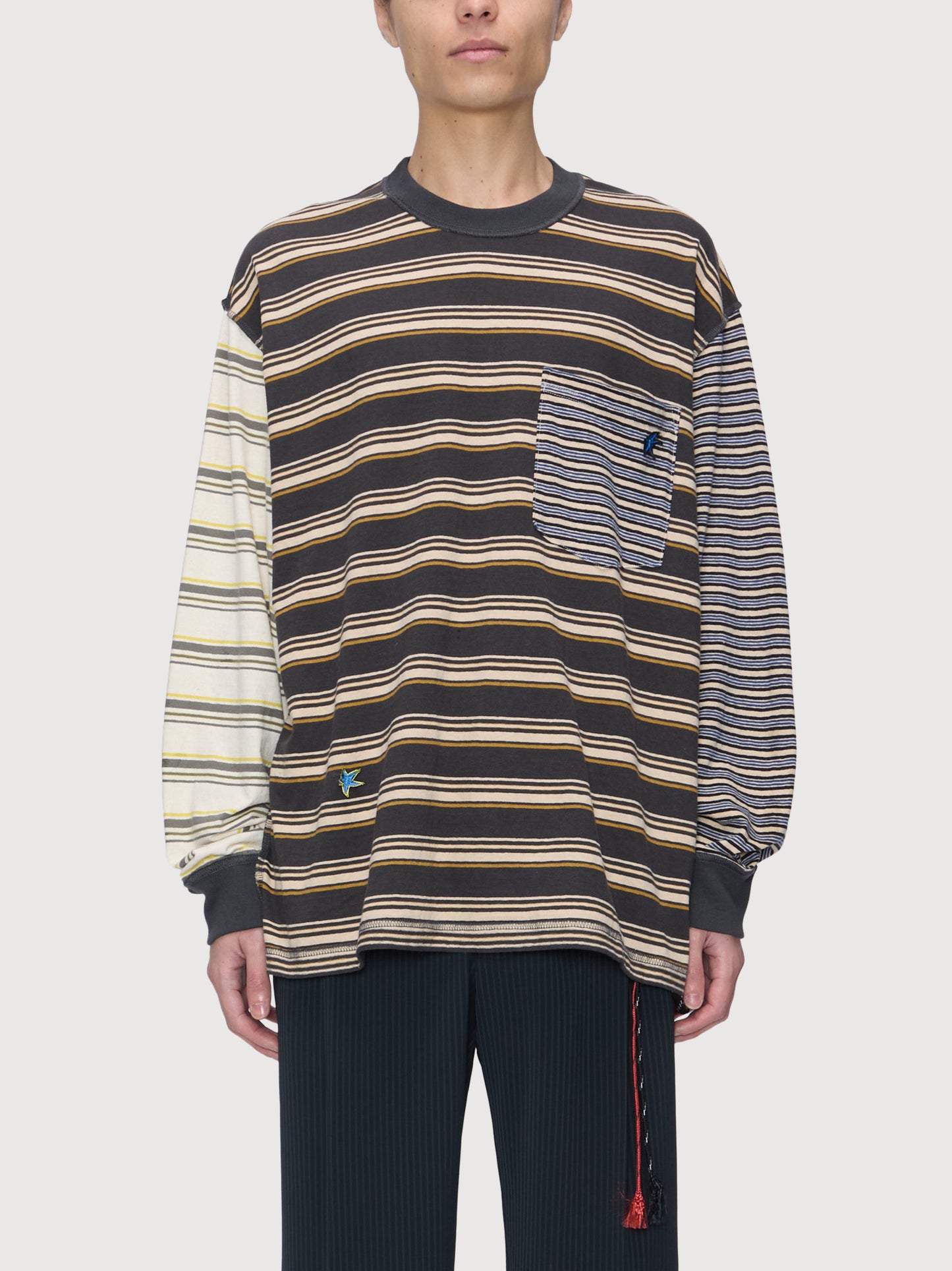 Oversized Crew Neck Pullover, Tic-Tac Jersey Stripe