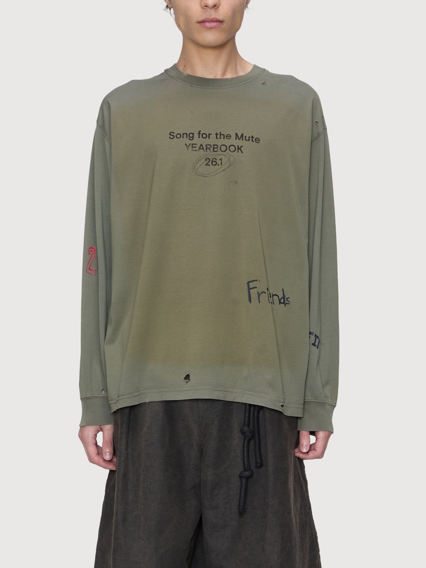 "Scribble" Oversized Crew Neck Pullover Drape