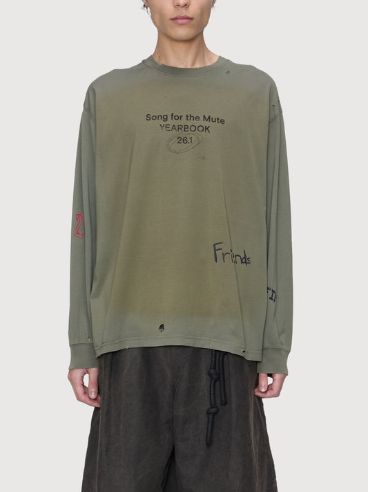 "Scribble" Oversized Crew Neck Pullover Drape