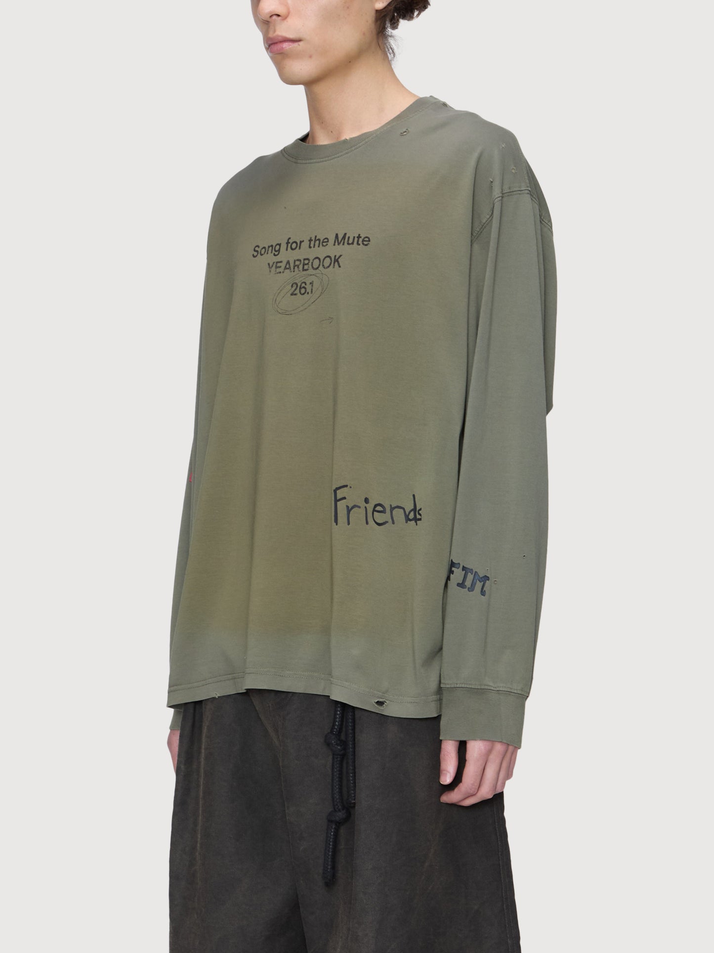 "Scribble" Oversized Crew Neck Pullover Drape